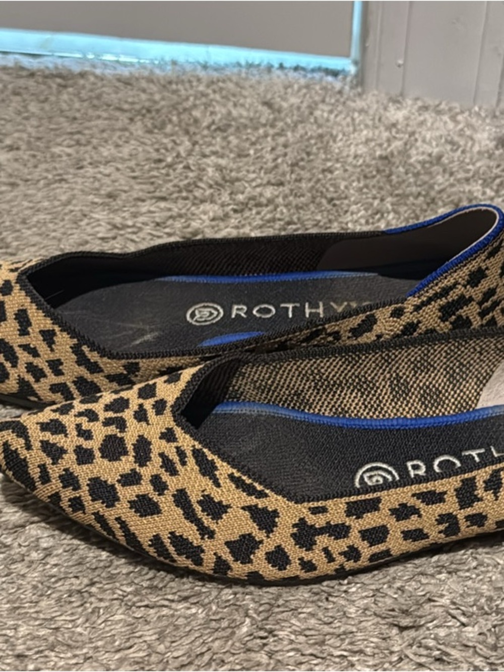 Rothy's Leopard Print Pointed Flats in Tan and Black